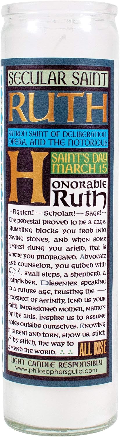 The Unemployed Philosophers Guild Ruth Bader Ginsburg Secular Saint Candle - Unscented 8 Inch Tall Glass Prayer Votive, Made in the USA