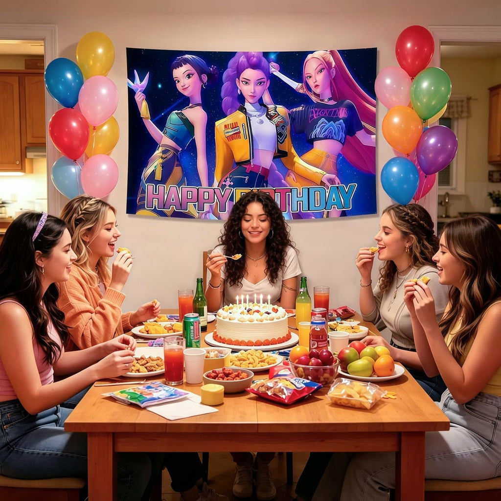 Cartoon Birthday Party Decorations,Happy Birthday Banner Backdrop for Birthday Party Supplies 59 * 39 inches