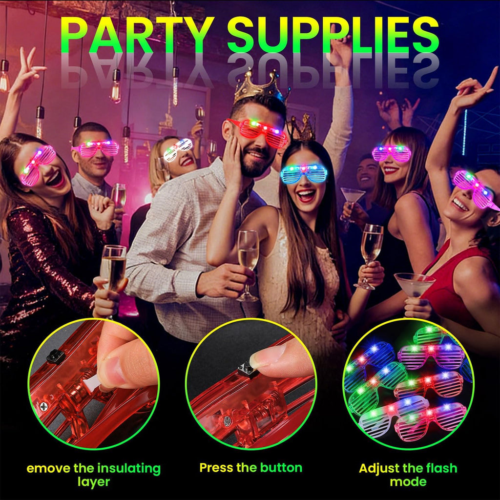 60 Pack LED Glasses ,6 Colors Light Up Glasses Glow in The Dark Party Supplies , Party Glasses for Adults , Glow Shutter Glasses for Valentines Day , New Year's Eve Decoration , Birthday