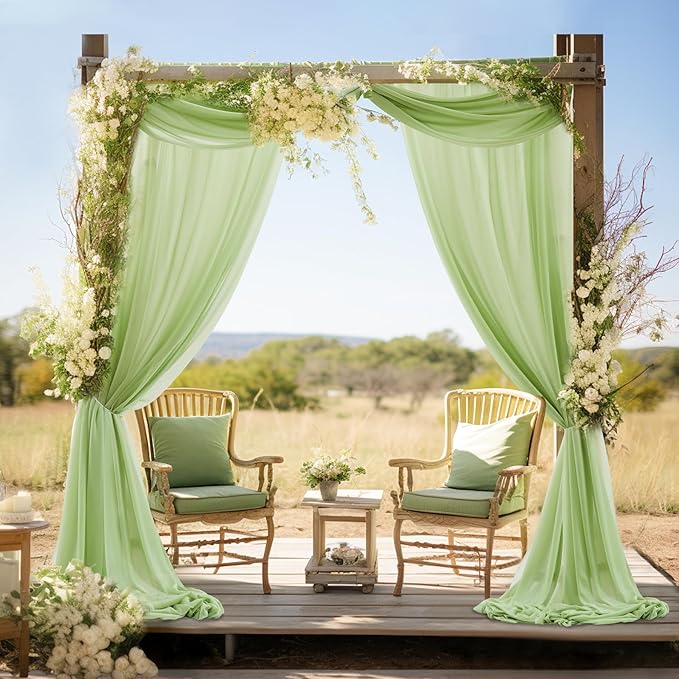 30" x 20Ft Wedding Arch Draping Fabric, 1 Panel Olive Green Sheer Curtain Drapes Extra Wide & Long Backdrop Curtains for Wedding Arch Ceremony Birthday Party Decorations
