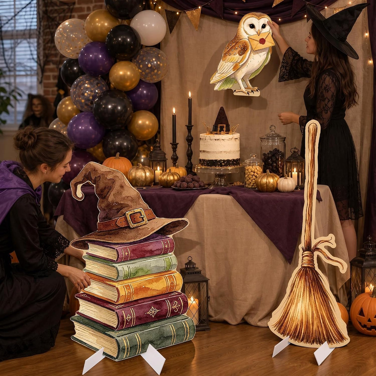 3Pcs Halloween Magical Wizard Decorations, 3Ft Cardboard Cutouts