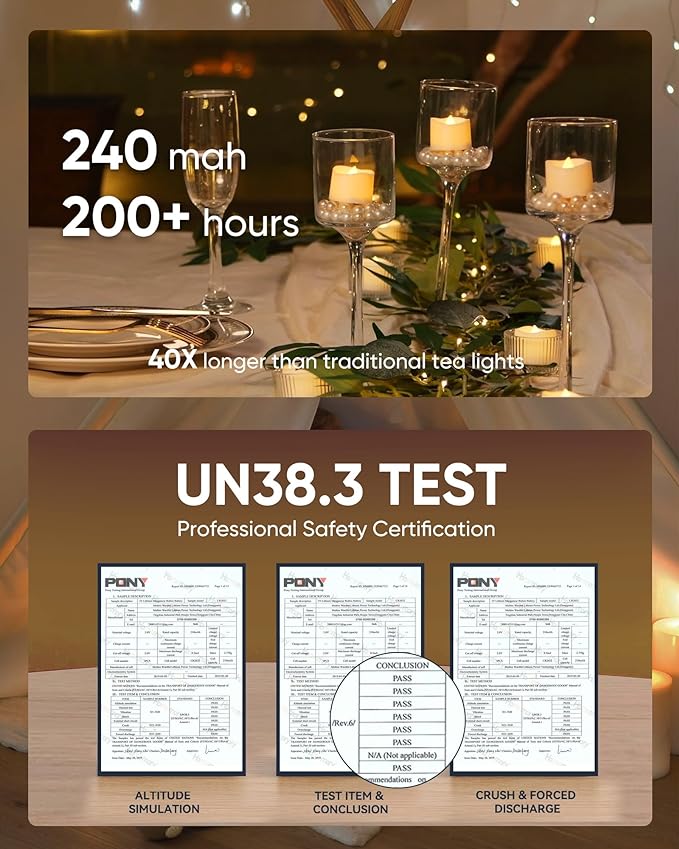 Homemory 48-Pack Novelty Flickering Flameless Tea Lights Candles, 200+Hours Battery-Operated LED Fake Candles for Wedding Table Centerpieces,Proposal,Anniversary, Ivory Base, Ø1.5'' × H1.3''