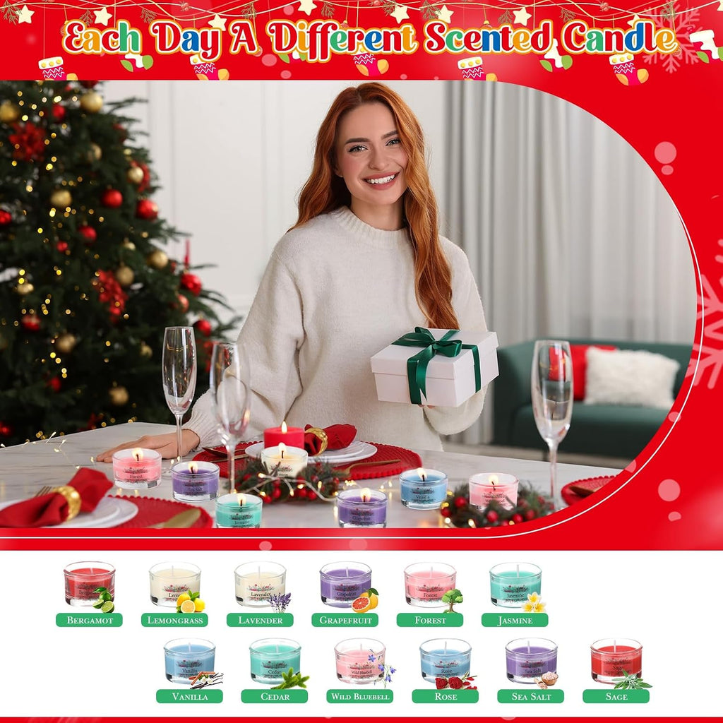 Conelist 12 Days Christmas Advent Calendar 2026 Scented Candles Gift for Women Adult Christmas Countdown Calendar with Assorted Scented Candle 1 oz Soy Wax Candles