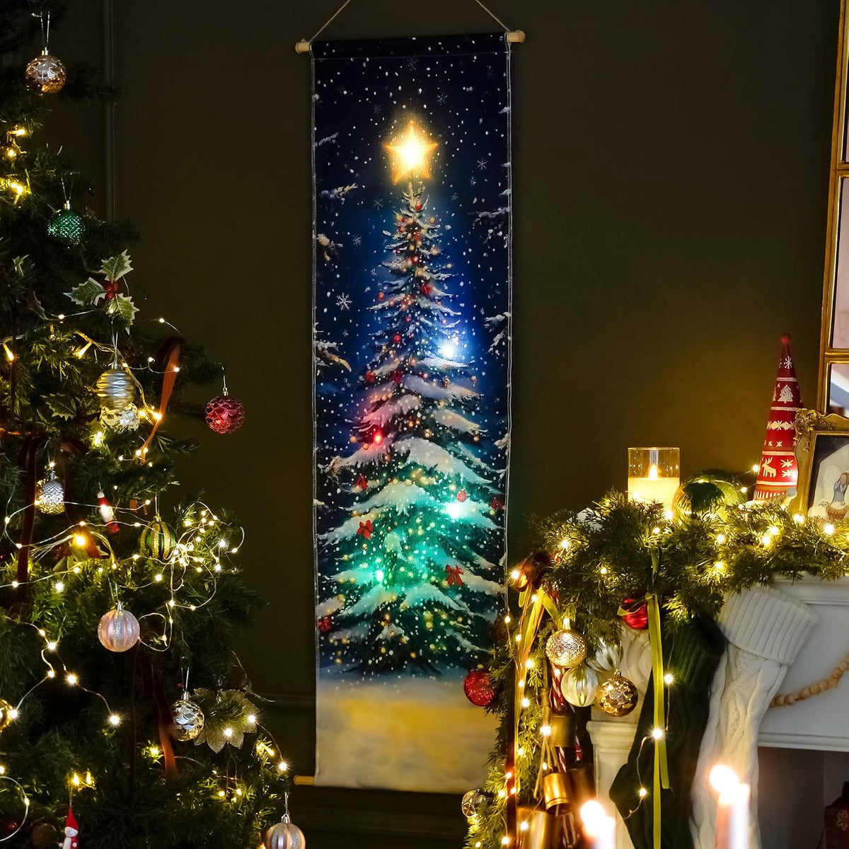 soffee design 16x47 christmas tree canvas, 5 color-changing, close-up detail
