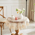 WARM HOME DESIGNS 36 Inch Round Tablecloth. Use Small Gold Tablecloth as Crochet Tablecloth, Coffee Table Cloth, Dresser Cover Top or Table Topper. Rustic Tablecloth for Vintage Kitchen. VTC Linen 36"
