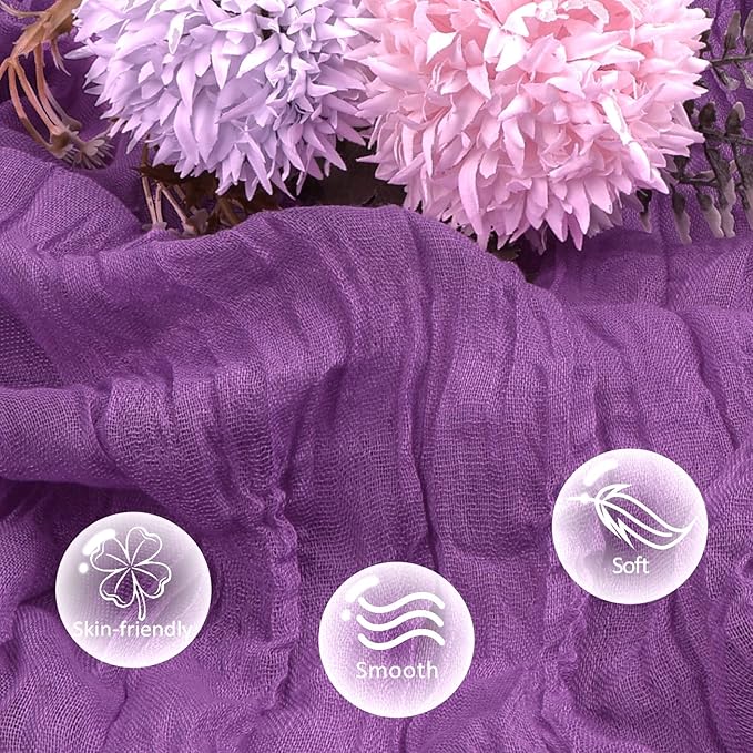 12 Pack Purple Cheesecloth Table Runner 10ft Boho Gauze Fabric Cheese Cloth Table Runner 35 x 120 Inch Rustic Sheer Runner for Romantic Wedding Decor Baby Shower Party Table Centerpiece Decoration