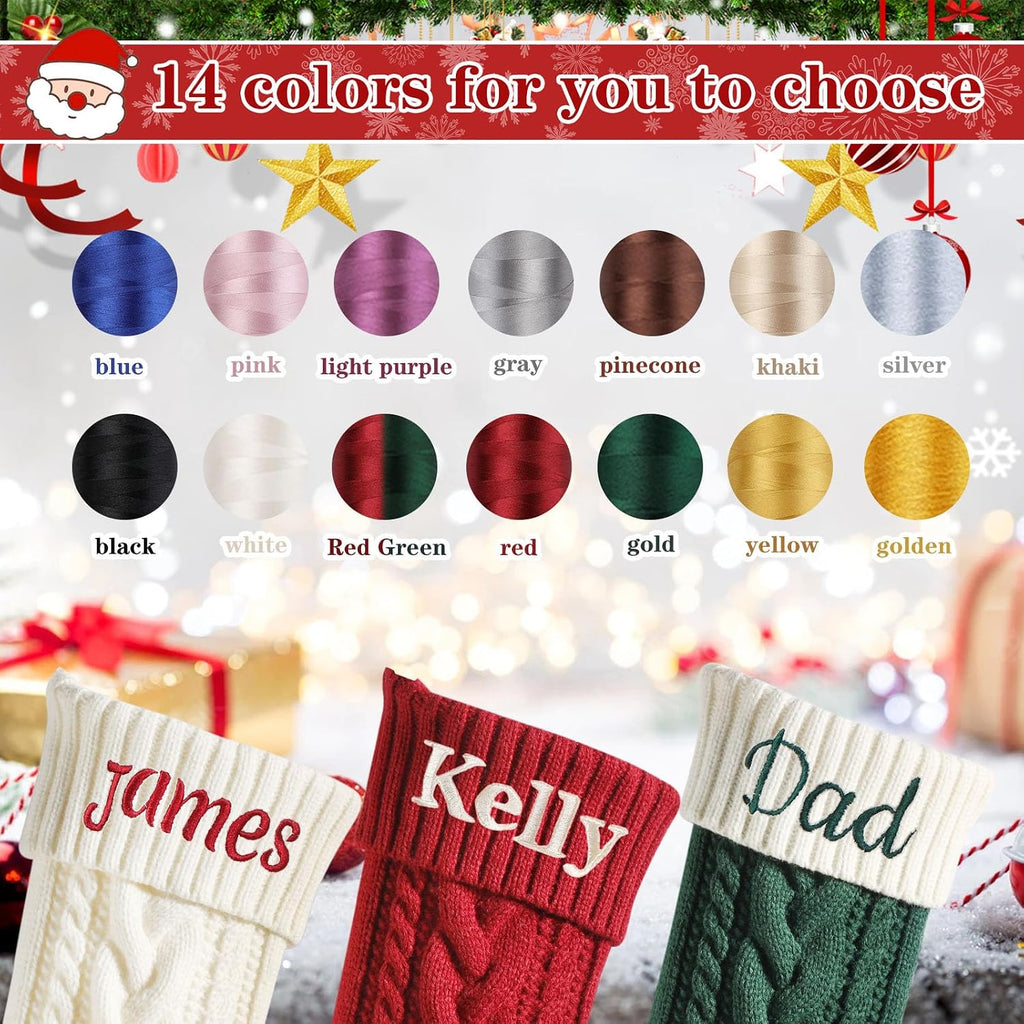 Personalized Christmas Stockings, 18” Large Custom Stockings with Embroidered Name, 1 Pack Knitted Xmas Stocking for Kids,Holiday and Family Stocking for Fireplace Christmas Party Decoration (A)