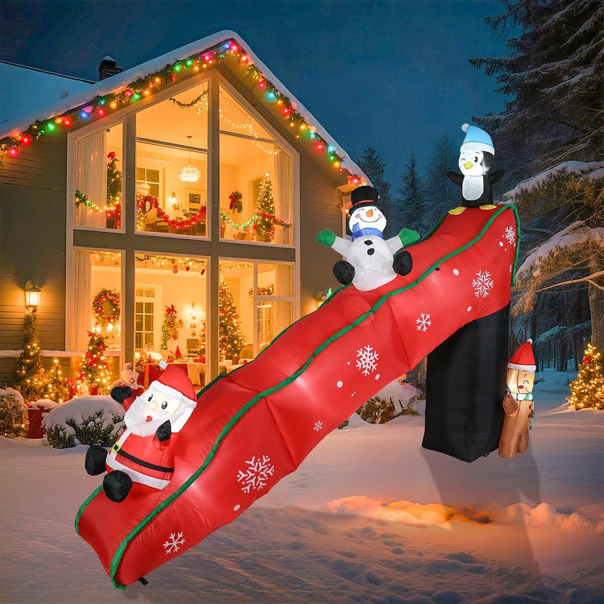 wonder garden 10 ft christmas outdoor inflatable slide, side view