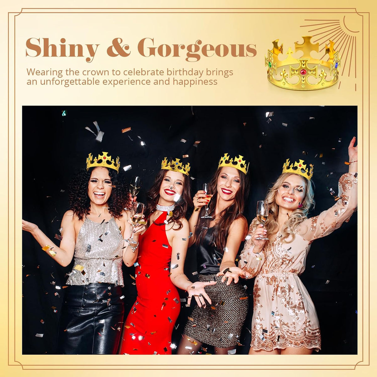 Quelay 24 Pcs Halloween Plastic Gold King Crowns Bulk