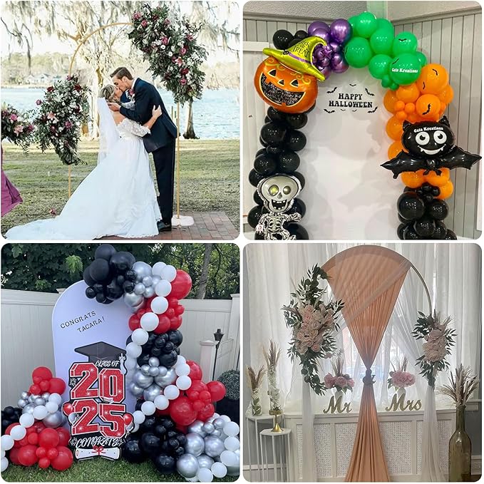 Vincidern 7.2 ft Balloon Arch Backdrop Stand Gold, Wedding Arch for Birthday Party, Bridal Baby Showers, Wedding Ceremony Arch Frame Metal