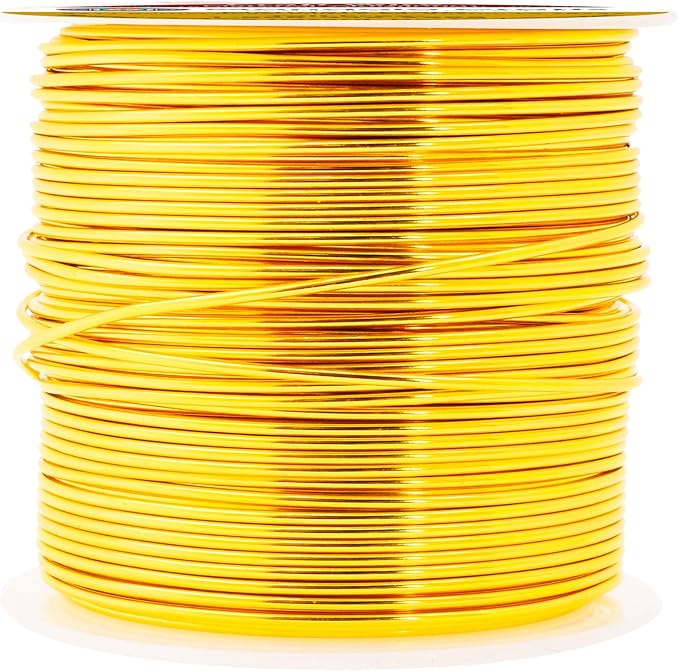 Mandala Crafts 18 Gauge Anodized Aluminum Craft Wire for Jewelry Making - 100 FT Colored Flexible Light Gold Wire - Bendable for Bonsai Armature Crafting Sculpting