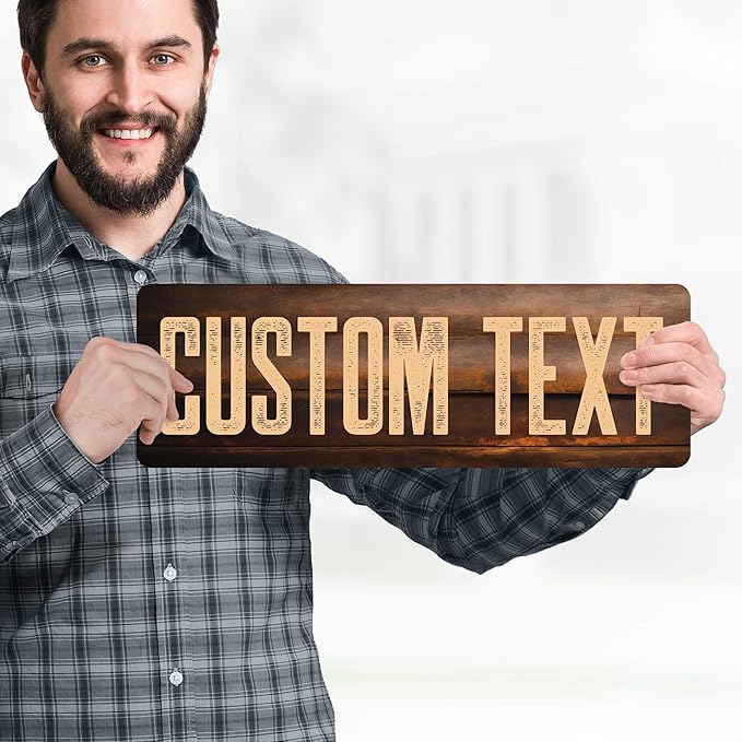 Custom Sign, Custom Street Sign, 11 Font Colors, 13 Font Styles, 4 Hole Options, 22 Sizes, 6x18 Inches, Rust Free DiBound, Fade Resistant, Made in USA by My Sign Center (Vintage Wood)