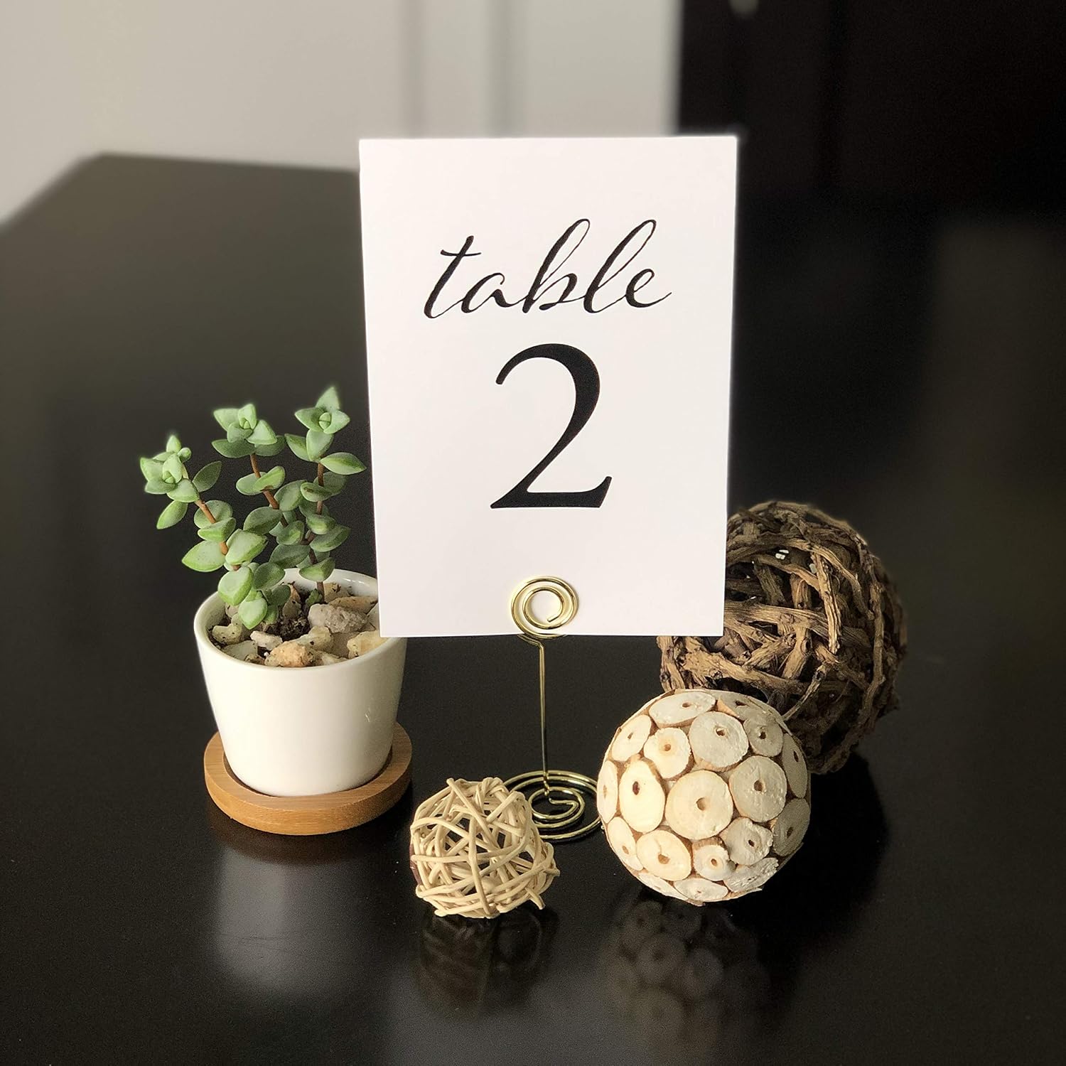 Black Wedding Table Numbers, 1-25, Centerpiece Decorations, Double Sided 4x6, Numbers and Head Table Card Included