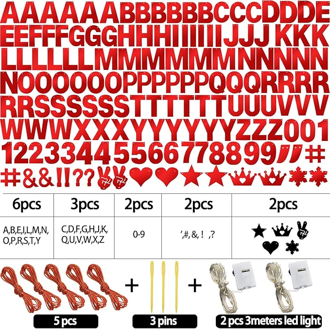 167Pcs DIY Glitter Customizable Banner Kit Custom Banner Happy Birthday DIY Letter Banners Happy New Year Personalized Banners Christmas Baby Shower Birthday Party Decorations Supplies(Shiny Red）