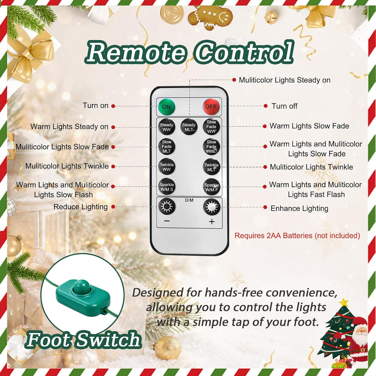6ft pre-lit christmas tree with remote control &, close-up detail