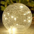 6 Inches Crackle Globe LED Lamp Battery Operated with Timer, Gold Mercury Crackled Glass Ball Light with Bottom Switch for Festival Christmas Decoration, Home Living Room Indoor