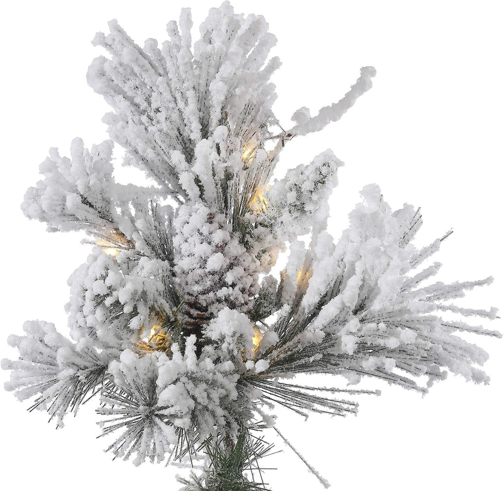 vickerman 9' flocked alberta artificial christmas tree, pure shown in use