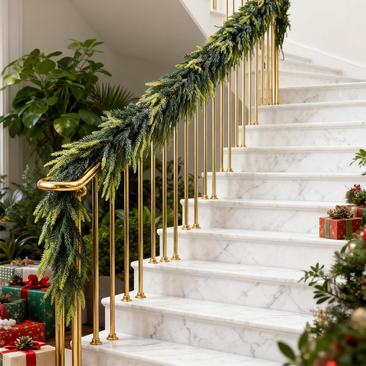 artificial norfolk pine garlands, set of 2 –, package contents