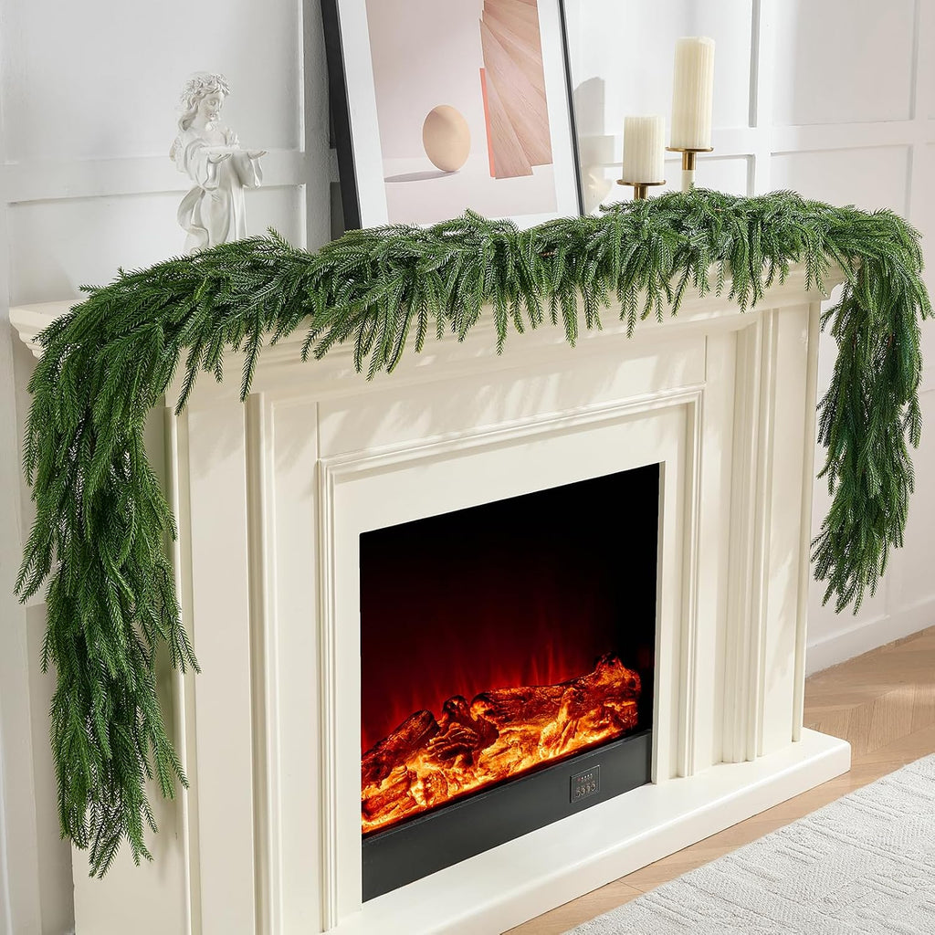 cleangor 2pcs 6ft norfolk pine garlands for christmas, main product view