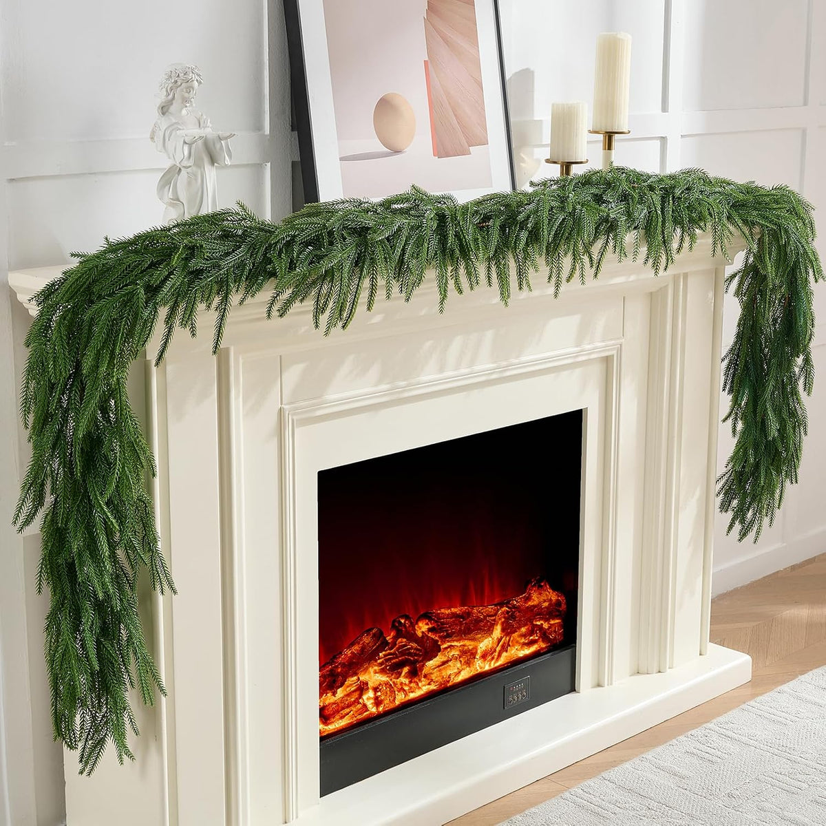 cleangor 2pcs 6ft norfolk pine garlands for christmas, main product view