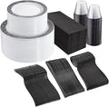 WELLIFE 350Pcs Black Plastic Dinnerware and Napkins Party Supplies Include:50 Dinner Plates, 50 Dessert Plates, 50 Napkins, 50 Cups and 50 Plastic Cutlery