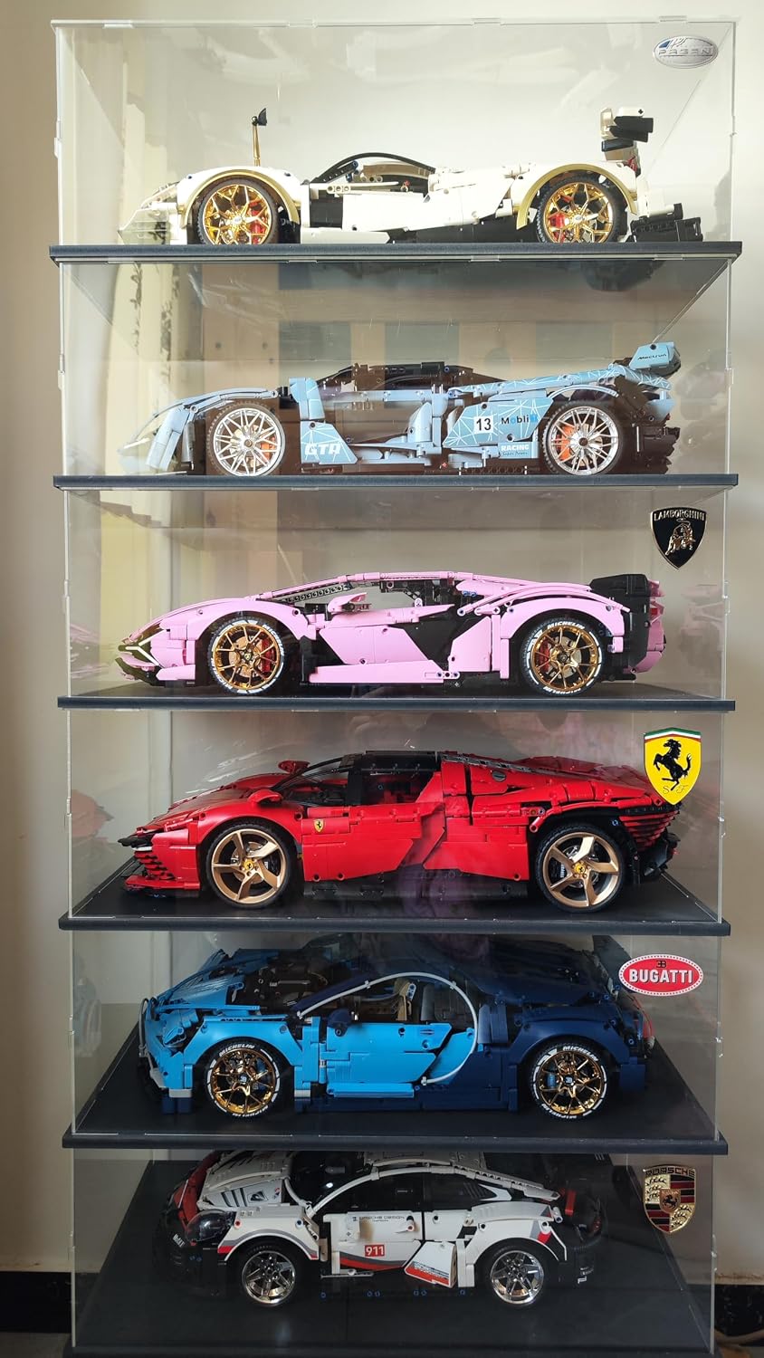 duvindd 2-shelves acrylic display case for 1/8 scale, side view
