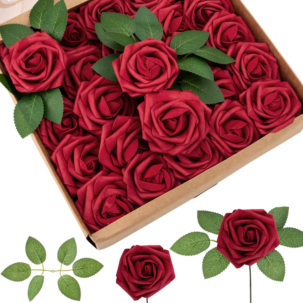 cliselda 100pcs red fake roses artificial flowers foam, main product view