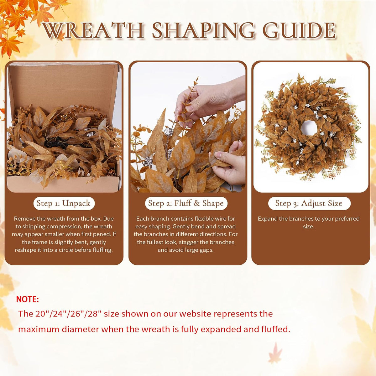 26 Inch Fall Wreath for Front Door, Artificial Eucalyptus Porch Decor (26in)