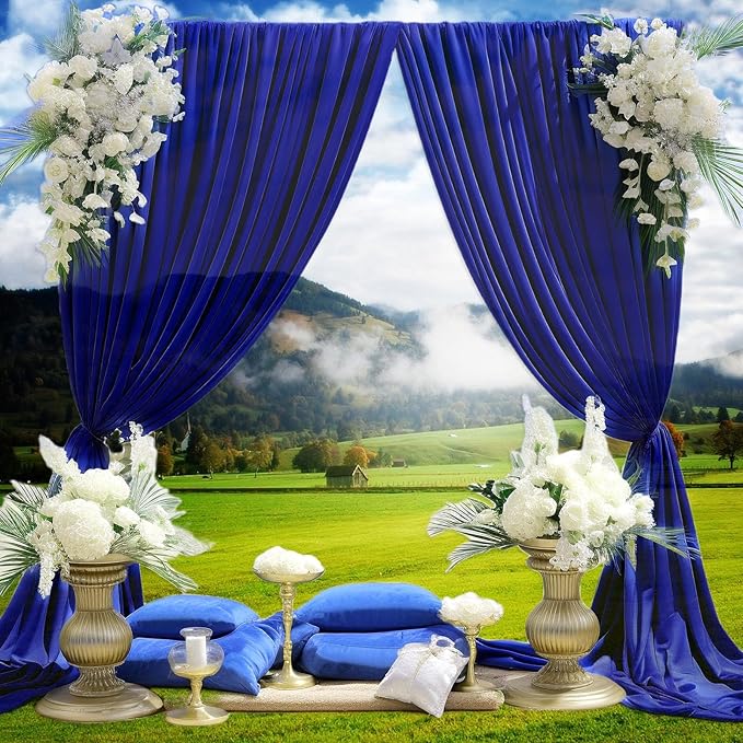 10 x 7 Feet Blue Backdrop Curtain for Partie, Background Curtains for Photoshoot, Birthday, Wedding, Halloween, Thanksgiving, Christmas Day, New Year Party Decorations 5Ft x 7Ft, 2 Panels