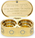 Beautiful Candle Holders that Will Enhance Your Home Décor for Jewish Shabbat or Holidays,A Wonderful Gift for Mother's Day -with Deluxe Engraved Design. (Gold Hoshen Stones)