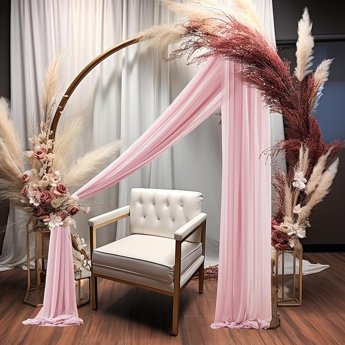 Wedding Arch Draping Fabric, 2 Panels 30" x 20Ft Dusty Rose Sheer Curtain Drapes Extra Wide & Long Backdrop Curtains for Bridal Shower Backdrop Outdoor Party Arches Church Ceremony Decoration