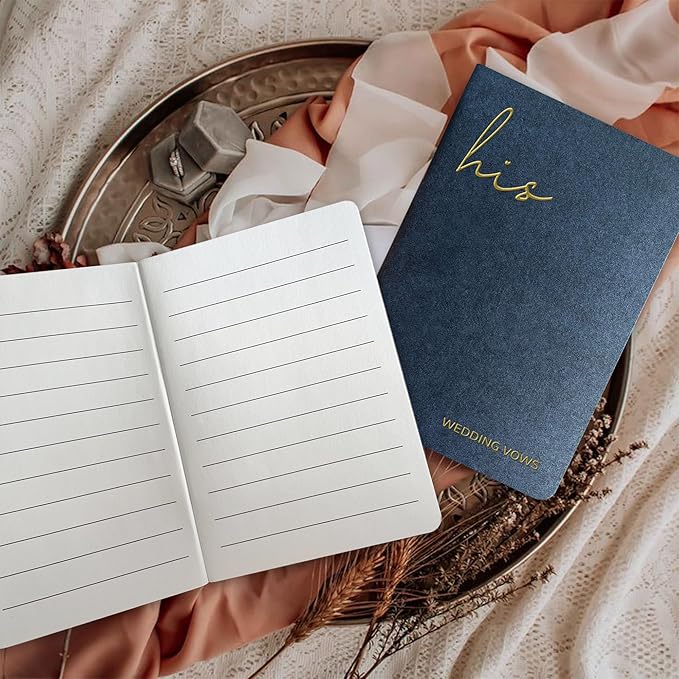 Vow Books His and Hers Wedding Vow Books wtih Soft Touch Gold Foil Engraving Wedding Essentials Wedding Accessories(XZ-HH-Navy)