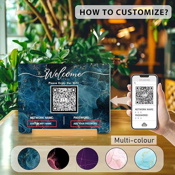 Personalized Custom Metal QR Code Sign Venmo Cashapp Scan to Pay with Stand Instagram Facebook Social Media QR Signs Bar Code QR Plaque Print for Business Salon Beauty Store Restaurant Wifi Sign (W5)