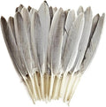 FeelfunFeather 120pcs Natural Gray Goose Cochettes Feathers Bulk 4-6 inches 10-15cm for Wedding Party Christmas Halloween Decorations DIY Crafts