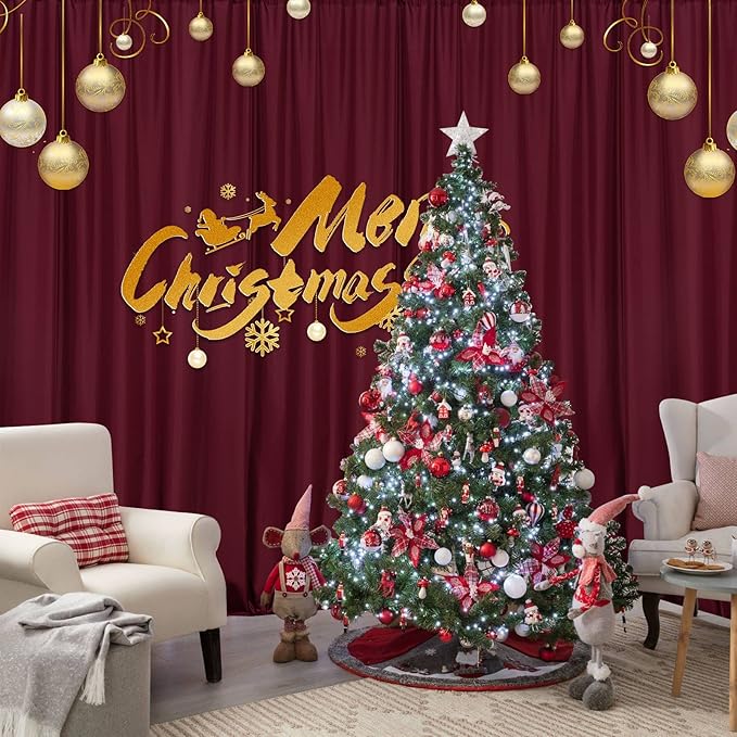 MYSKY HOME Burgundy Backdrop Curtains for Parties, Weddings, Stage - 10ft x 10ft, 2 Panels