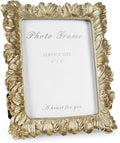 Cuspin 6x8 Picture Frame Vintage Gold Frames, Gold Palm Leaves Textured Hand-Crafted Resin Frames with Glass Front, Elegant Retro Decorative Photo Frame for Wall and Tabletop Display Home Decor