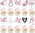 30 PCS Bride to Be Cupcake Toppers Glitter Miss to Mrs I Do Love Heart Ring Cupcake Picks Wedding Bridal Shower Cake Decorations for Wedding Engagement Bachelorette Party Supplies Purple