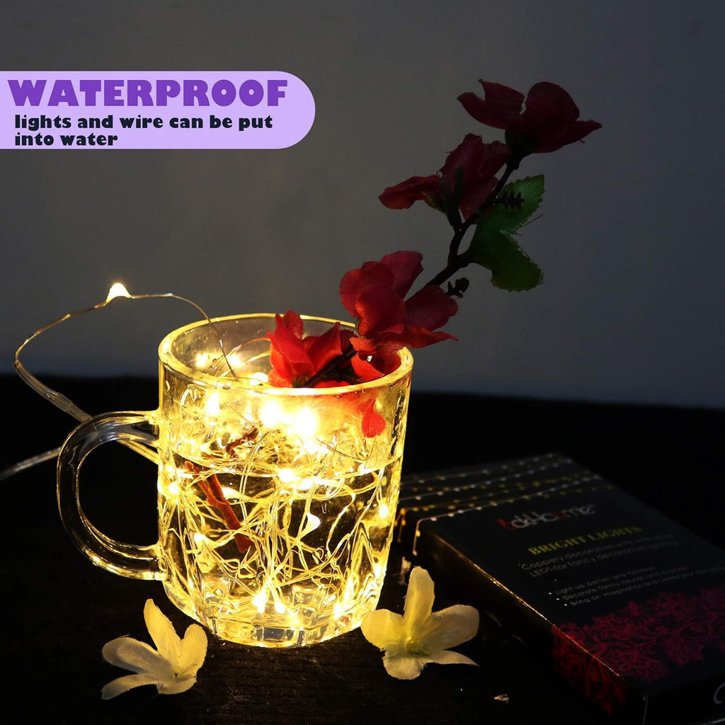6 Pack Fairy Lights Battery Operated with Timer 2PCS Remote - 6.5ft 20LED Warm White Twinkle Lights Waterproof Silver Wire Fireflies Lights DIY Mason Jar Wedding Party Christmas Centerpiece Table Deco