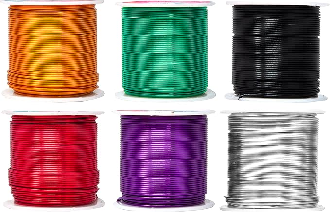 Mandala Crafts 20 Gauge Anodized Aluminum Craft Wire for Jewelry Making - 450 FT Colored Flexible Silver Black Gold Purple Red Kelly Green Wire - Bendable for Bonsai Armature Crafting Sculpting