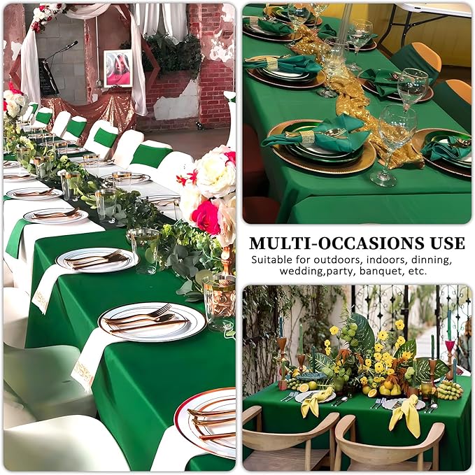 8 Pack Green Table Cloth 60 x 102 Inch Rectangular Tablecloths for 6 Foot Rectangle Tables, Wrinkle Resistant Green Tablecloth Washable Polyester Fabric Table Covers for Buffet Wedding Party Banquet
