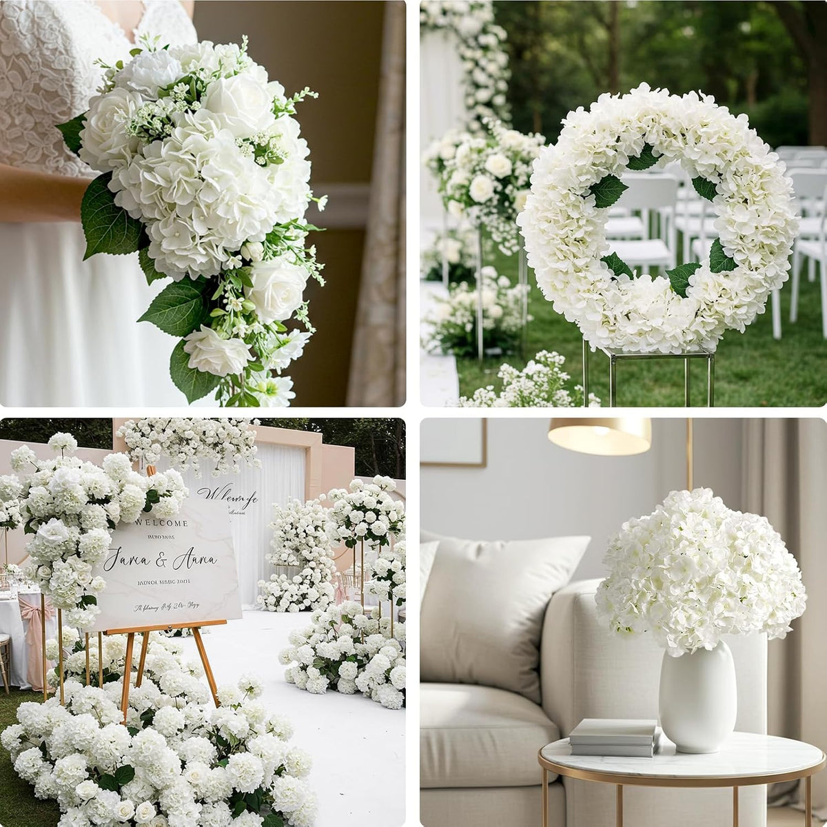 auihiay 46pcs hydrangea artificial flowers silk hydrangea heads showing dimensions