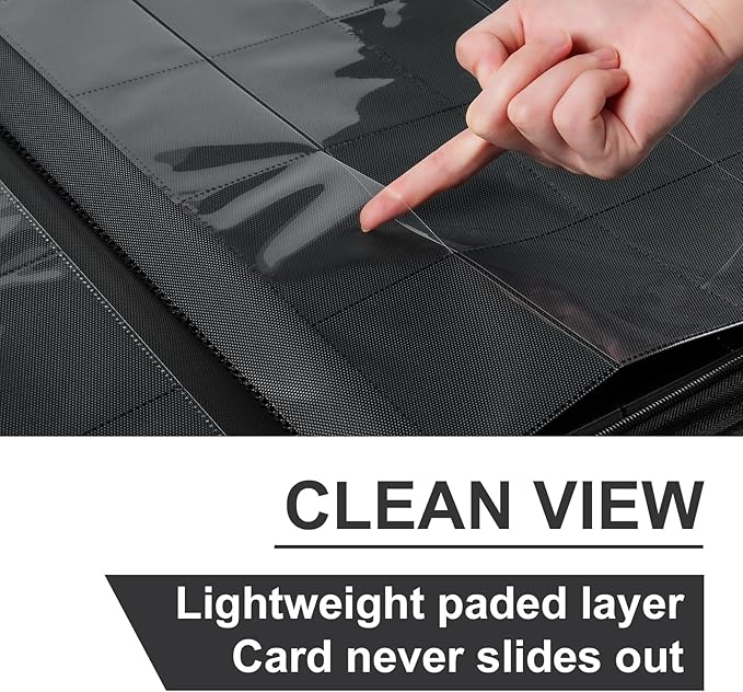 GEAoffice Trading Card Binder 16 Pockets, Premium Large 1000 Card Binder Holds 1000+, Side Loading Collection Album Folders for YuGiOh, MTG, TCG, Games& Sports, Carbon Black