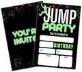 Jump Party Birthday Invitations, Glow Trampoline Birthday Party Invite Cards（20 Count) With Envelopes, Fill In Style Invite Cards For Boys & Girls, Birthday Party Supplies-B01