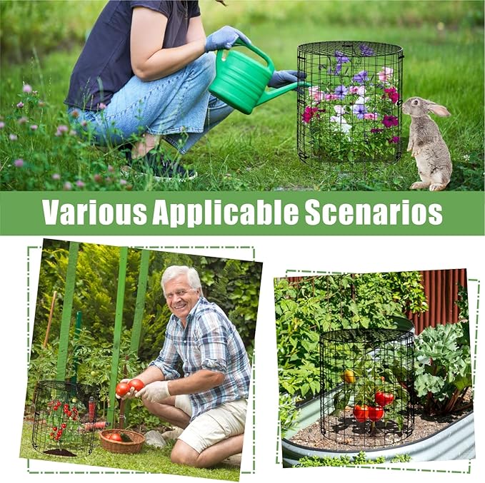 5 Packs Garden Plant Protectors from Animals,Metal Plant Cage Chicken Wire Cloche with Ground Stakes and Nylon Tie,Garden Plant Protectors for Flower Vegetable to Keep Animals Out-11.8"x 12.6"