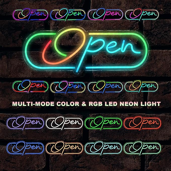 Ineonlife Open Neon Sign, Dream Colorful Open Controller Neon Light for Wall Display Sign Walls Window Door Bar Shop Coffee Salon Hotel Store with Remote Control & APP Control & USB Button Control