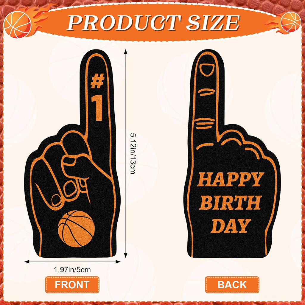 Foilswirl 24 Pack Foam Finger Cheerleading Foam Hand Sports Themed Party Favors for Celebration Events School Birthday Sporting Party Decoration (Basketball)