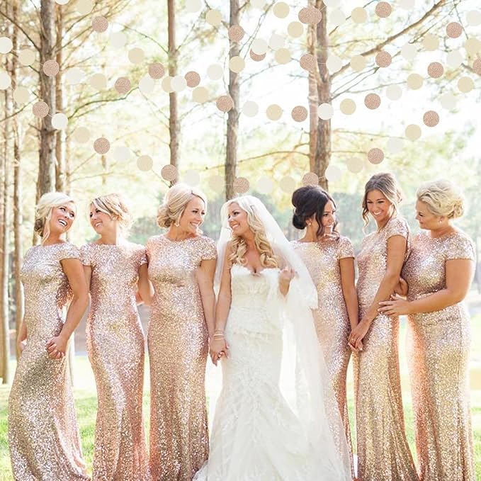 Boho Champagne-Gold Party-Decorations Streamers-Garland - 52ft Fall Rustic Birthday Hanging Paper Banner,Autumn Baby Bridal Showe Neutral Wedding Bachelorette Decor Hugfond