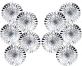 Silver Birthday Decorations,DIY Silver Paper Fans Hanging Decoration ,DecoracióN De CumpleañOs para Hombre,Wedding Decorations for Party 8in,Birthday Decorations for Men 30 Color DIY Set (Silver)