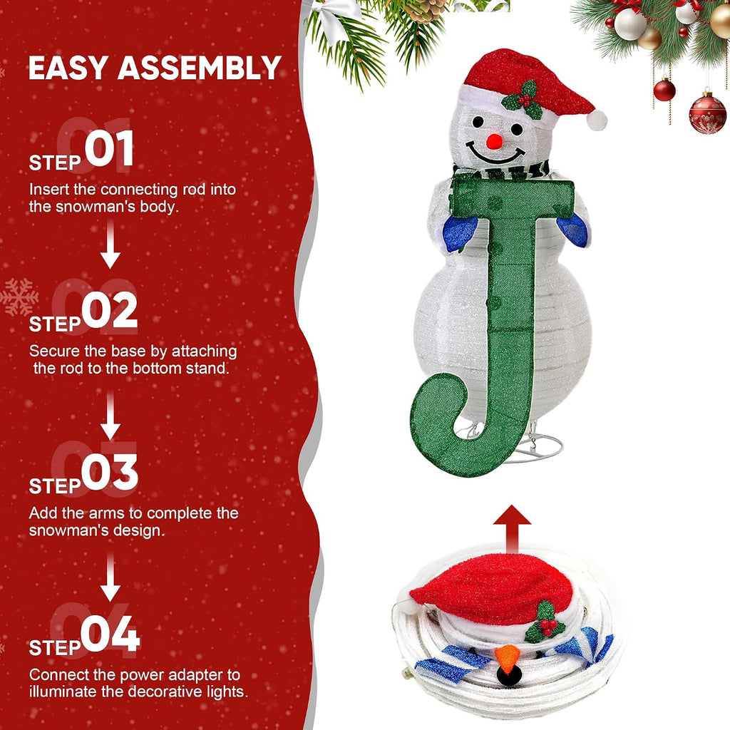 foowin lighted 3 pcs 3d outdoor snowman family, package contents