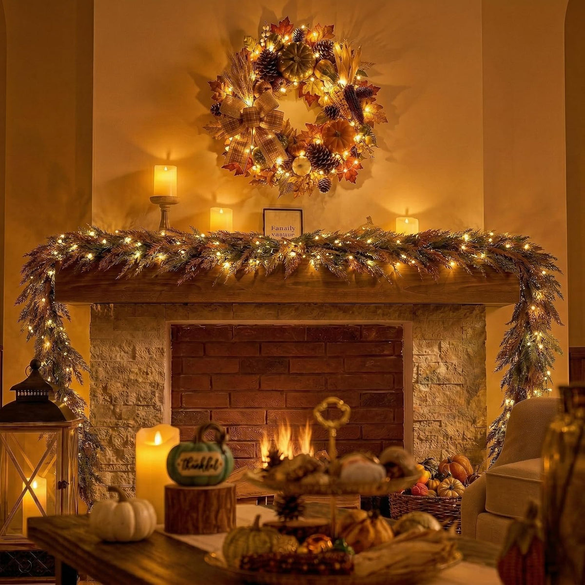 valery madelyn 9ft artificial norfolk pine fall garland, side view